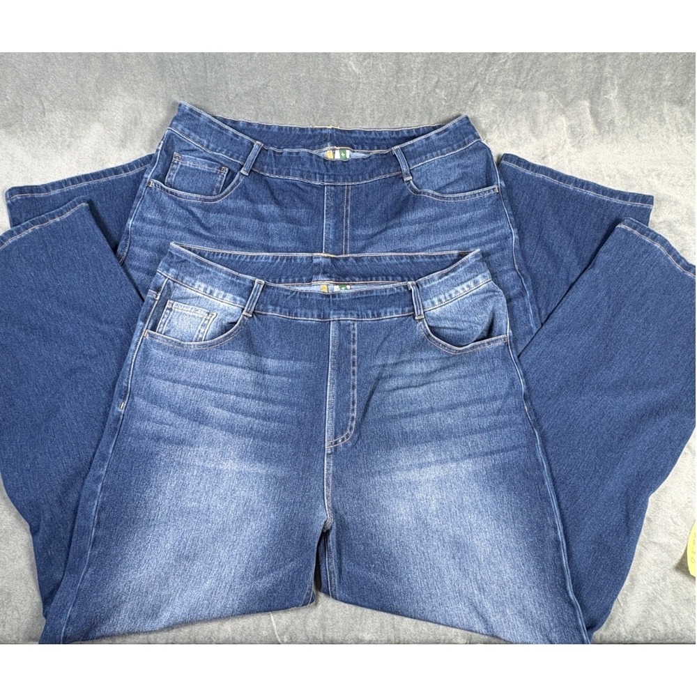 Halara Flex Womens XLp Blue High Waisted Pull On Straight Leg Jeans Lot of 2